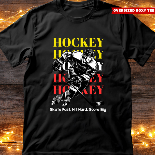 Skate Fast, Hit Hard, Score Big - Oversized Boxy Tee