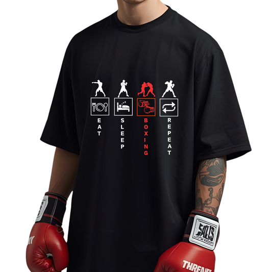 Eat. Sleep. Boxing. Repeat - Oversized Boxy Tee